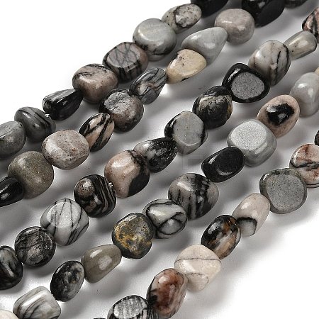 Natural Black Netstone Beads Strands G-P497-01E-73-1