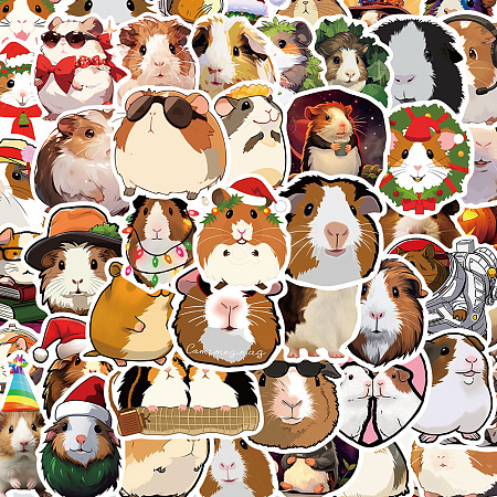 50Pcs Cute Cartoon Animal Guinea Pig Graffiti Paper Stickers PW-WG997B2-01-1