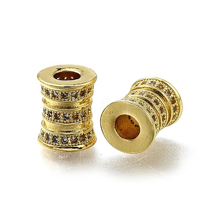 Brass Micro Pave Clear Cubic Zirconia European Beads ZIRC-I070-139G-1