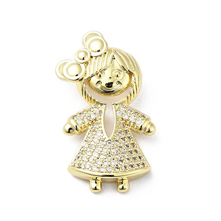 Rack Plating Brass Micro Pave Clear Cubic Zirconia Pendants ZIRC-I059-08G-1