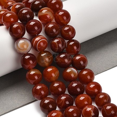 Dyed Natural Banded Agate Beads Strands G-G175-A09-01-1
