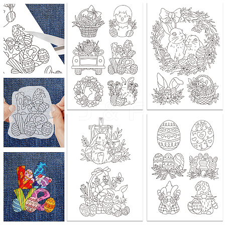 4 Sheets 11.6x8.2 Inch Stick and Stitch Embroidery Patterns DIY-WH0455-097-1