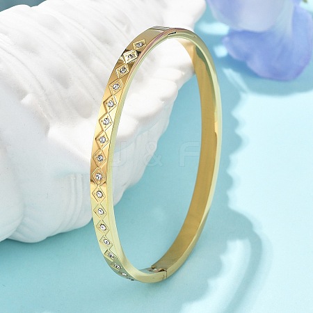 304 Stainless Steel Rhinestone Bangles for Women BJEW-Z092-13G-1