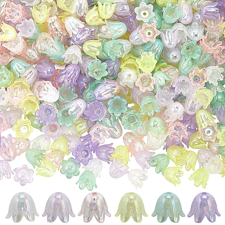 600Pcs 6 Colors Acrylic Bead Caps OACR-SP0001-59-1