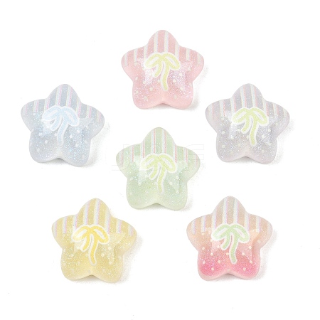 Printed Transparent Resin & Glitter Powder Cabochons RE-CBA9CE8-05-1