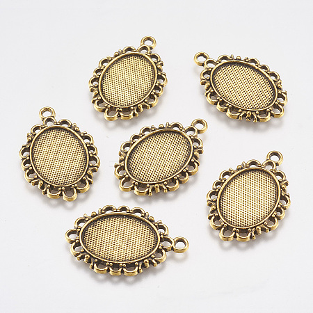 Tibetan Style Pendant Cabochon Settings TIBE-A19753-AG-LF-1