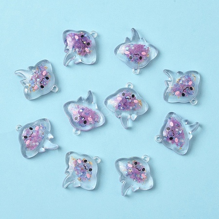 10Pcs Luminous Transparent Resin Pendants RESI-YW0004-44G-1