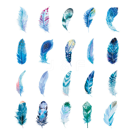 40Pcs 20 Styles Feather Theme PVC Sticker PW-WG310E4-01-1