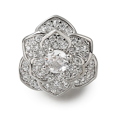 Brass Micro Pave Clear Cubic Zirconia Slide Charms CU-CBA4292-01P-1