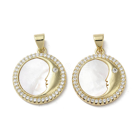 Brass Micro Pave Cubic Zirconia Pendants KK-G485-17B-G-1