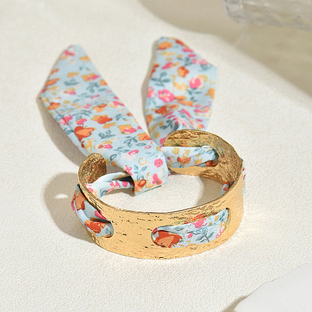 Hammered Floral Fabric Iron Cuff Bangles for Women FS-WG41D7B-05-1