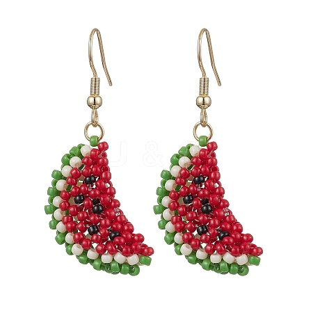 Glass Seed Beads Dangle Earrings EJEW-MZ00295-1