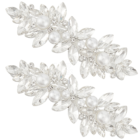 2Pcs Alloy with Glass Rhinestone Hair Barrettes OHAR-BBC0001-01-1