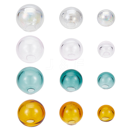 GOMAKERER 15Pcs 15 Styles Handmade Blown Glass Globe Beads GLAA-GO0001-10-1