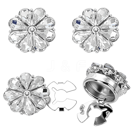 4Pcs 1-Hole Alloy & Glass Buttons FIND-FG0004-59P-1