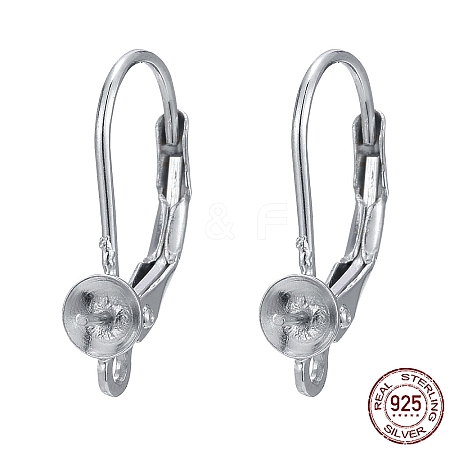 Rhodium Plated 925 Sterling Silver Leverback Earring Findings STER-I017-092B-P-1