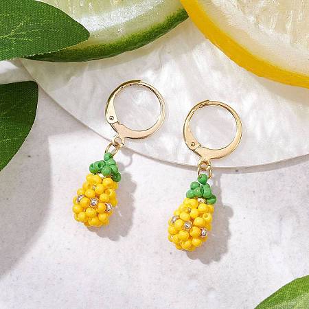 Glass Seed Beads Leverback Earrings EJEW-MZ00341-1