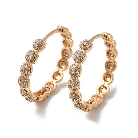Brass Cubic Zirconia Hoop Earrings for Women EJEW-M238-03KCG-1