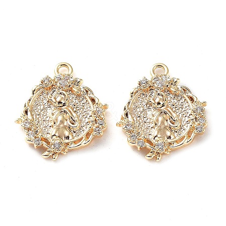 Rack Plating Brass Micro Pave Cubic Zirconia Pendants KK-K333-81G-1
