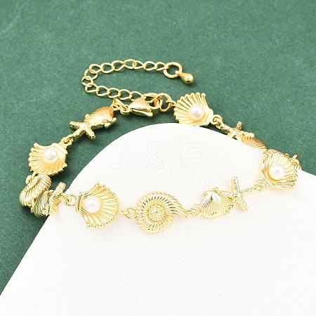 Brass Link Chain Bracelets for Women BJEW-A090-07A-G-1