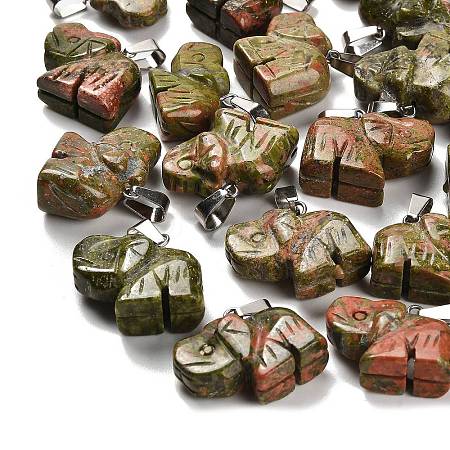 Natural Unakite Pendants G-B127-05P-12-1