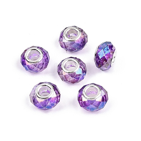 Baking Paint Transparent Glass European Beads GPDL-N004-C14mm-A05-1