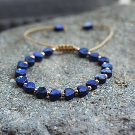 Bohemian Dyed Natural Imperial Jasper Heart Bead Braided Bead Bracelets for Women FS-WG782CA-03-1