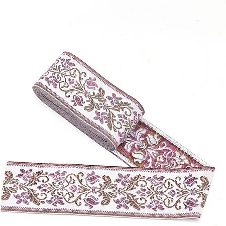 Ethnic style Embroidery Polyester Ribbons OCOR-WH0079-25D-1