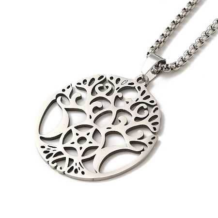 Tree of Life Pendant Necklaces NJEW-C044-06P-1