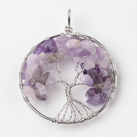 Tree of Life Natural Amethyst Big Pendants X-G-L455-D09-1