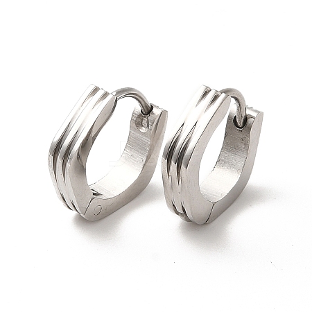 Non-Tarnish 304 Stainless Steel Grooved Polygon Hoop Earrings EJEW-P255-09P-1