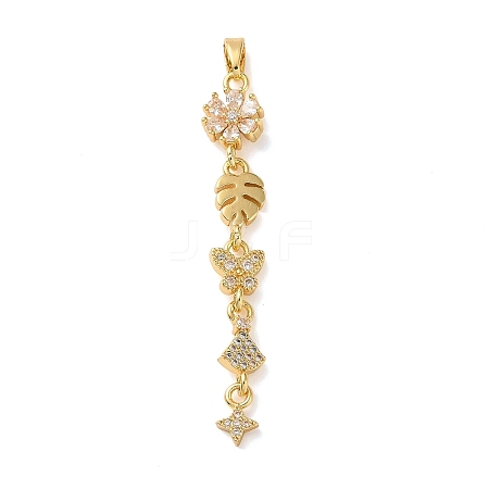 Brass Micro Pave Clear Cubic Zirconia Pendants KK-D101-01B-G-1