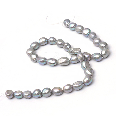 Oval Natural Cultured Freshwater Pearl Beads Strands X-PEAR-R015-28-1
