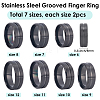 14Pcs 7 Styles Stainless Steel Grooved Finger Ring Settings STAS-SC0010-65EB-2