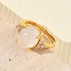 Brass Micro Pave Cubic Zirconia with Natural Quartz Crystal Cuff Open Rings RJEW-T035-01G-G-2