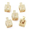 Alphabet Brass Micro Pave Clear Cubic Zirconia Pendants ZIRC-O045-01G-P-1