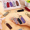 16Pcs 8 Colors Rectangle Leopard Pattern PU Leather Keychains KEYC-TA0001-38-5