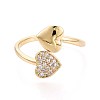 Brass Micro Pave Cubic Zirconia Cuff Rings for Women KK-T071-63G-2