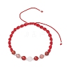 Natural White Moonstone & Red Jasper & Natural Carnelian & Dyed Strawberry Quartz Round Beads Braided Bead Bracelets for Women BJEW-JB12917-07-1