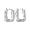 Tarnish Resistant 304 Stainless Steel Rectangle with Bamboo Hoop Earrings for Women EJEW-G314-09P-1