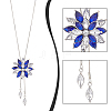 ANATTASOUL 2Pcs 2Colors Rhinestone Flower Pendant Lariat Necklaces Set NJEW-AN0001-17-3