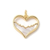 Brass Pave Natural White Shell Heart Charms with Jump Rings KK-S522-08E-G-1