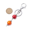 Dyed Natural Wood Round Beaded Keychain KEYC-JKC00930-3