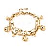 Crystal Rhinestone Knot and Round Ball Charm Multi-strand Bracelet BJEW-G639-08G-1