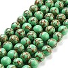 Synthetic Gold Line Turquoise Beads Strands G-H026-01C-03-1