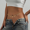 Brass with Round Plastic Pearl Coin Tassel Double Layer Waist Belly Chains for Women FS-WGFA592-01-2