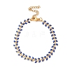 Enamel Ear of Wheat Link Chains Bracelet BJEW-P271-02G-06-1