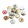 Clock Printed Glass Cabochons GGLA-A002-20mm-YY-1