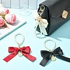 4Pcs 4 Colors Alloy Imitation Pearl Bowknot Keychains for Decorations ST-CJ0028-03-6