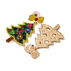 Christmas Trees with Bowknot Alloy Dangle Stud Earrings for Women EJEW-Z078-01A-3